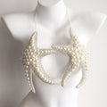 Soutien-gorge perlé étoile de mer fait main, chaîne de corps, tenue de festival rave